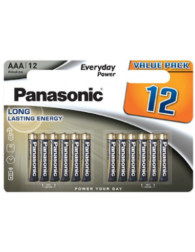 PANASONIC AAA LR03 Alkaline Baterijas 1.5V 12 gab, LR03EPS/12BW