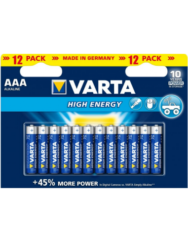 VARTA AAA LR03 High Energy Alkaline Battery Set 1.5V 12 pcs, 4903121482