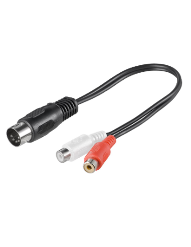 DIN Audio Cable Adapter to Stereo RCA Female, 0.2m